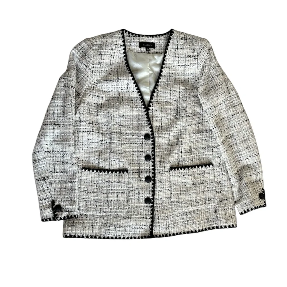 Talbots Ivory and Black Tweed Blazer - Picture 2 of 8